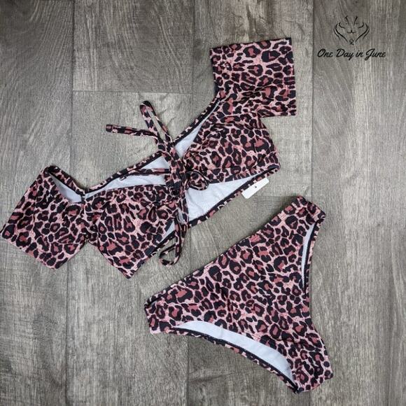 Prettygarden Crop Off Shoulder Bikini Swimsuit Size M - Picture 3 of 4